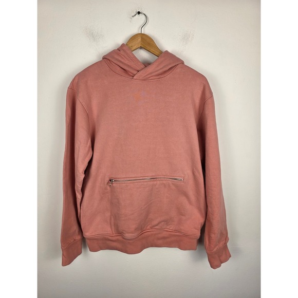 Richie Le Other - Richie Le Mens Salmon Pink Cotton French Terry Zip Pocket Hoodie Size‎ Medium